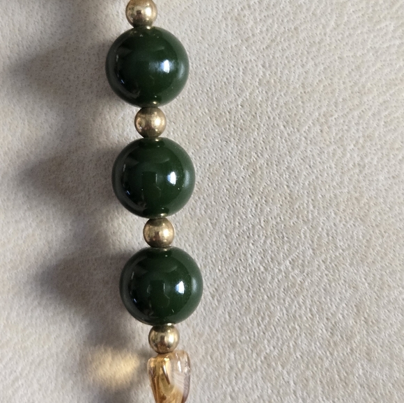 Suzette Necklace Beaded Green Enamel Vintage Beads - Picture 4 of 16